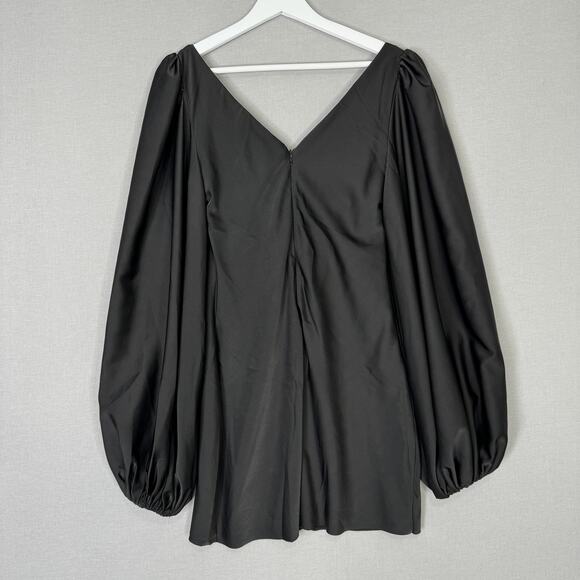 Jagger & Stone The Liv Mini Dress Womens 6 Black Satin Babydoll Balloon Sleeves - Picture 6 of 15